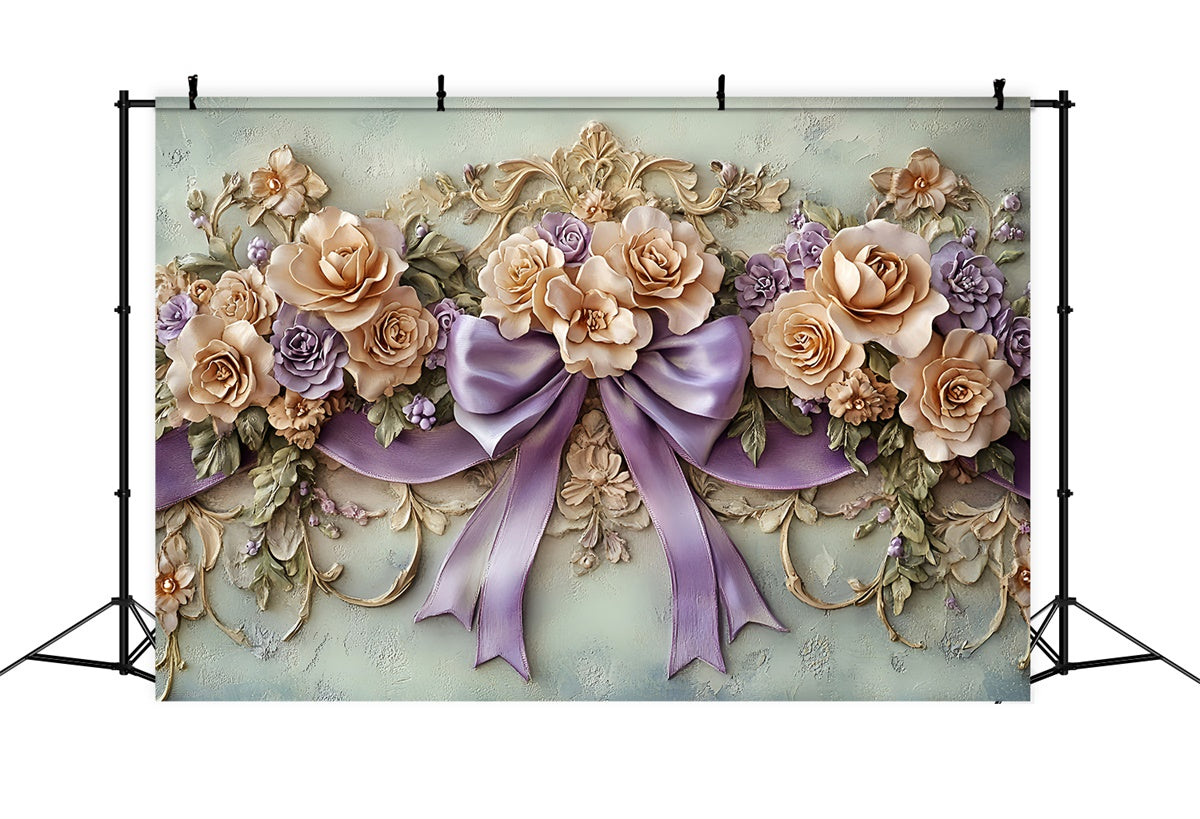 Muttertag Fotokulisse Weiche Lavendelrose Schleife Kulisse GQ2-205