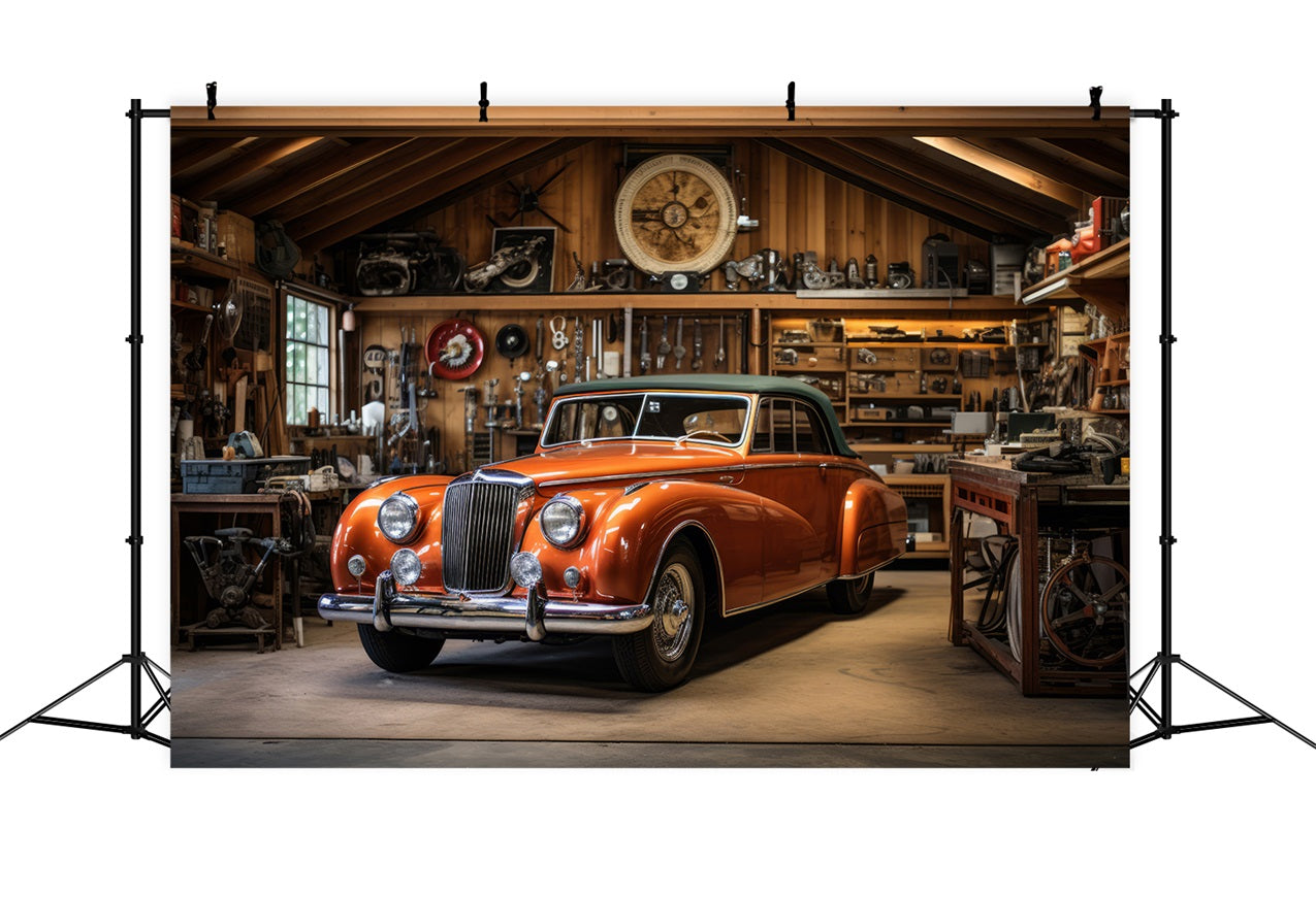 Hintergrund für Vatertag Retro Auto Werkstatt Hintergrund GQ2-216