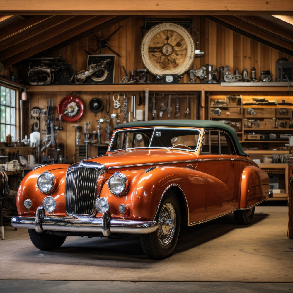 Hintergrund für Vatertag Retro Auto Werkstatt Hintergrund GQ2-216