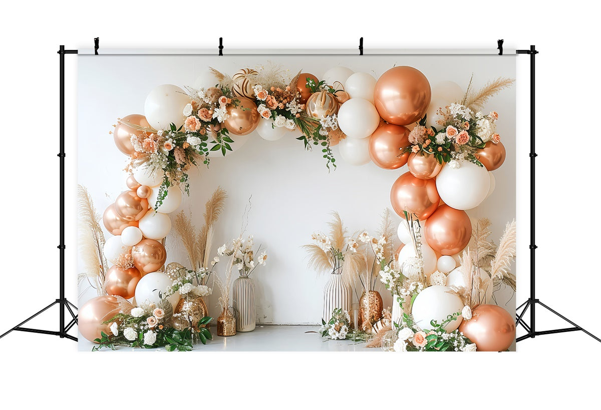 Boho Fotokulisse Rose Gold Ballonbogen Kulisse GQ2-22