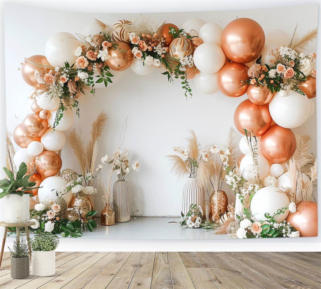 Boho Fotokulisse Rose Gold Ballonbogen Kulisse GQ2-22