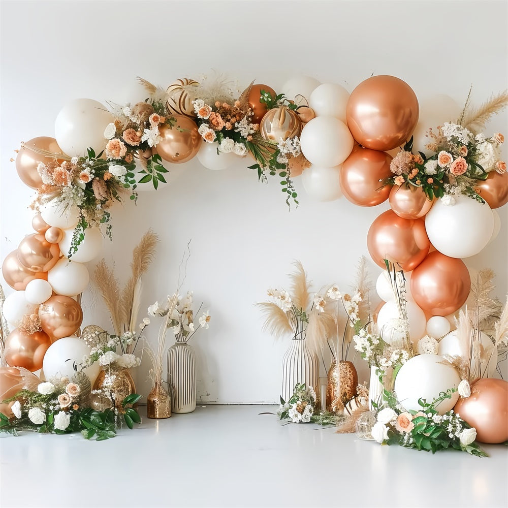 Boho Fotokulisse Rose Gold Ballonbogen Kulisse GQ2-22