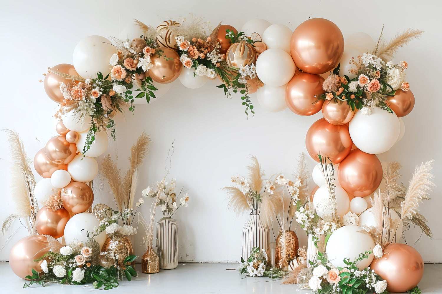 Boho Fotokulisse Rose Gold Ballonbogen Kulisse GQ2-22