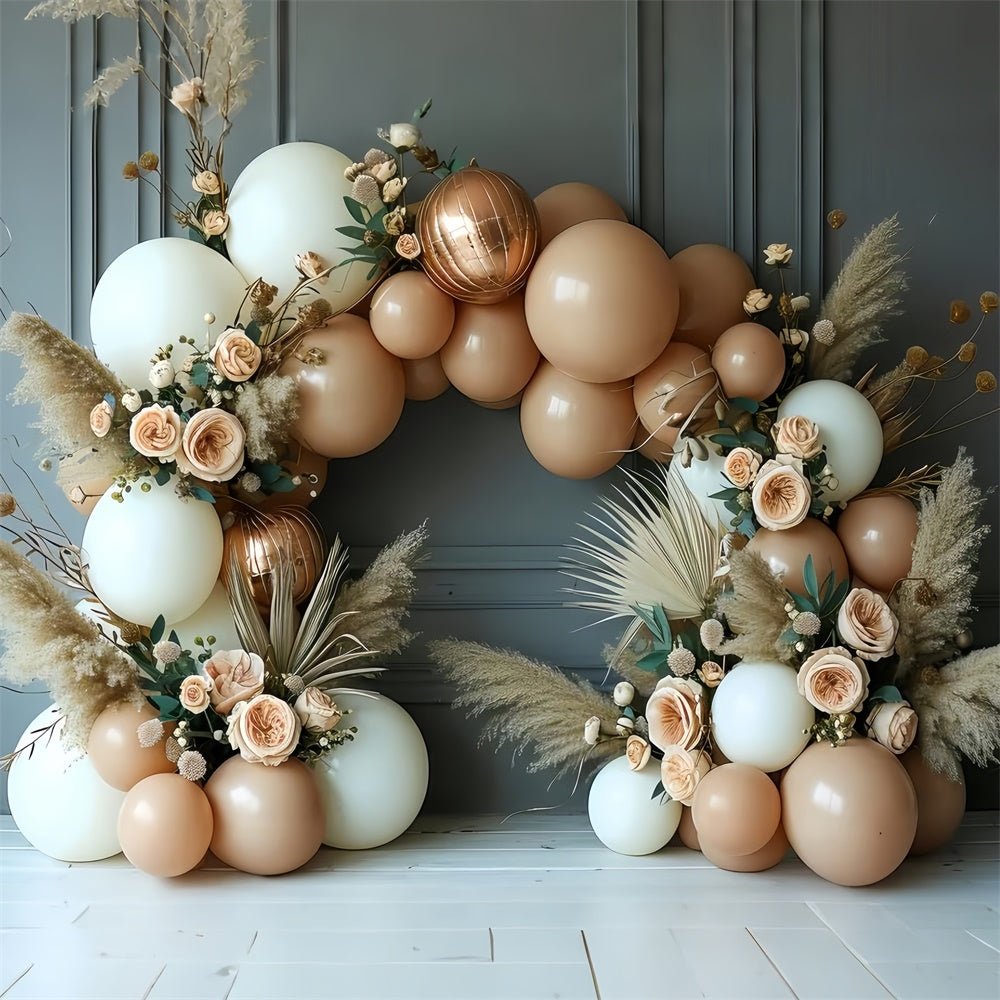 Boho Fotokulisse Romantisch Floral Luftballon Bogen Kulisse GQ2-23