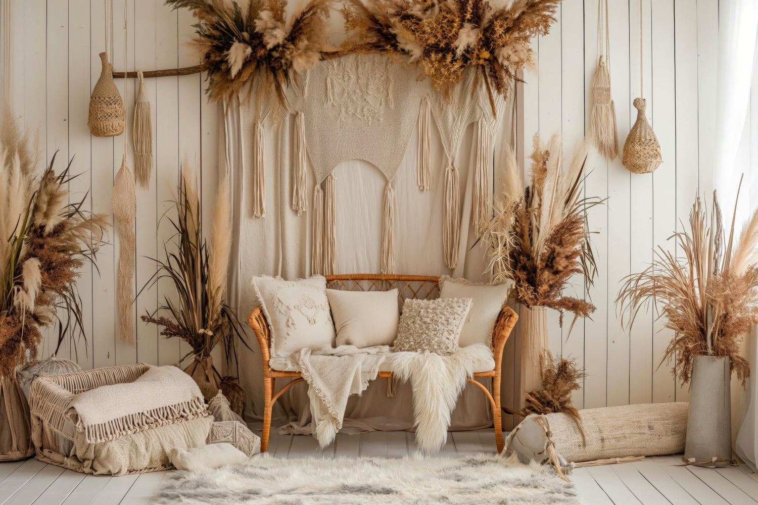 Boho Fotografie Hintergrund Neutral Tan Wohnzimmer Hintergrund GQ2-27