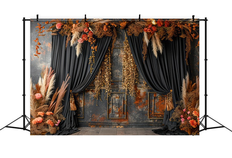 Bohemian Backdrop Vintage Dark Floral Fotohintergrund GQ2-31