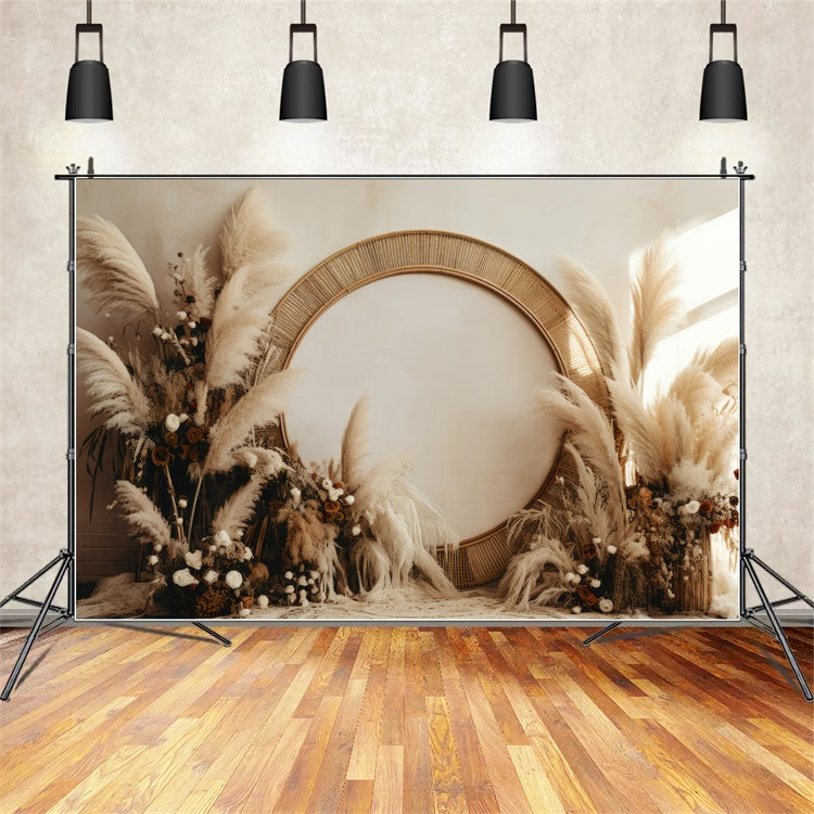 Boho Fotografie Hintergrund Gemütliche Pampas Bogen Floral Hintergrund GQ2-35