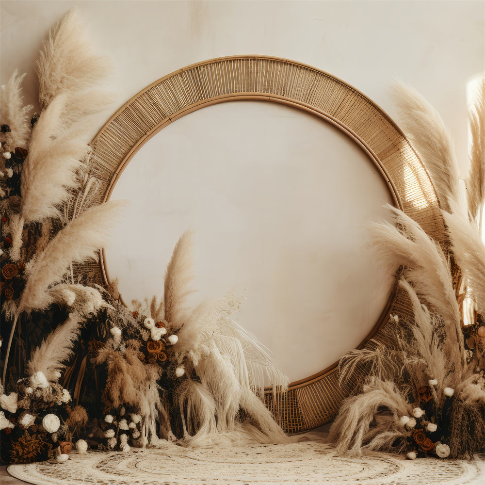 Boho Fotografie Hintergrund Gemütliche Pampas Bogen Floral Hintergrund GQ2-35