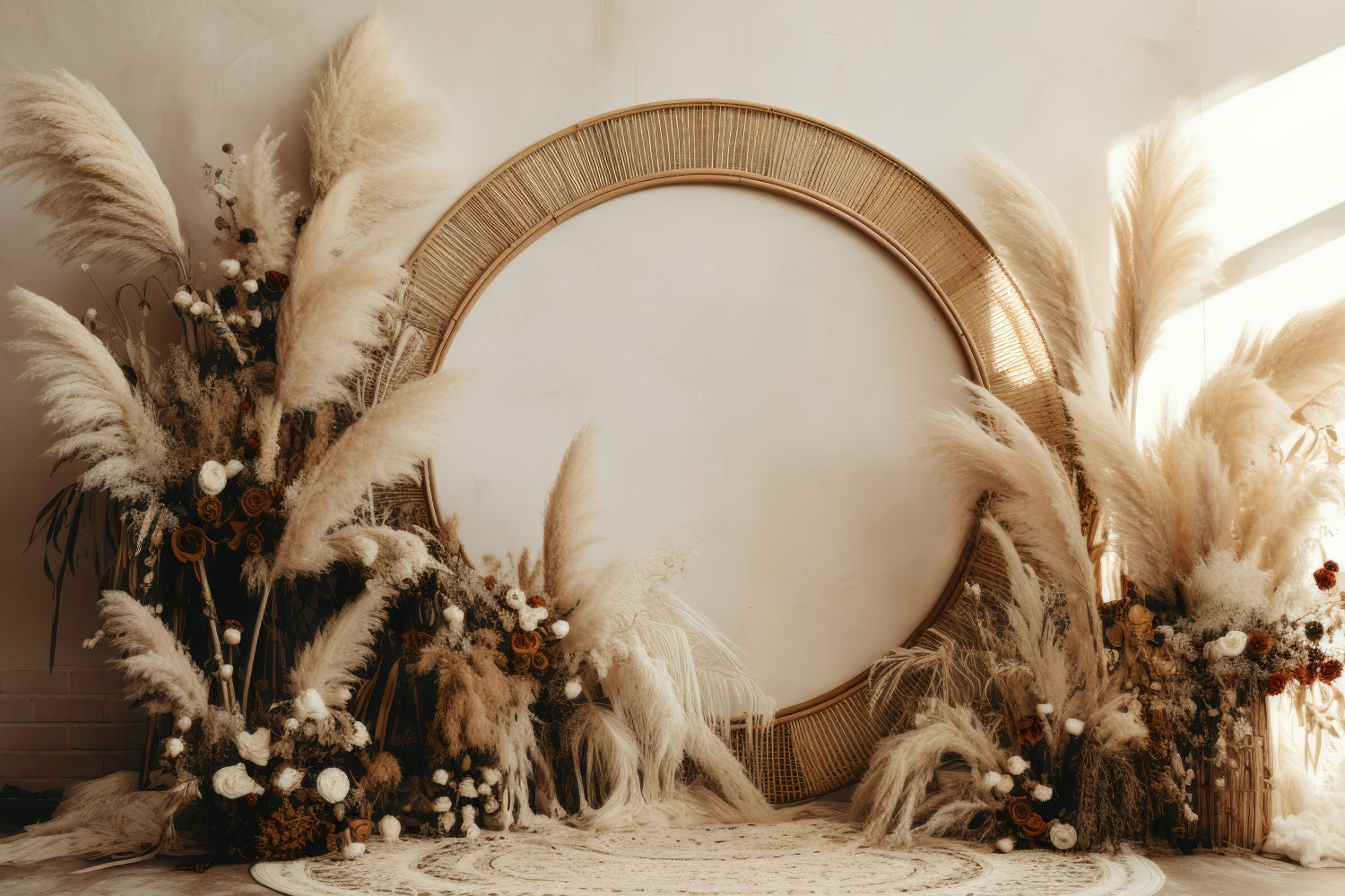 Boho Fotografie Hintergrund Gemütliche Pampas Bogen Floral Hintergrund GQ2-35