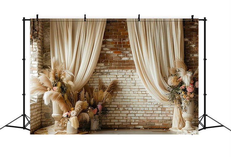 Boho Backdrop Ideen Erdig Schlafzimmer Getrocknete Blumen Hintergrund GQ2-36