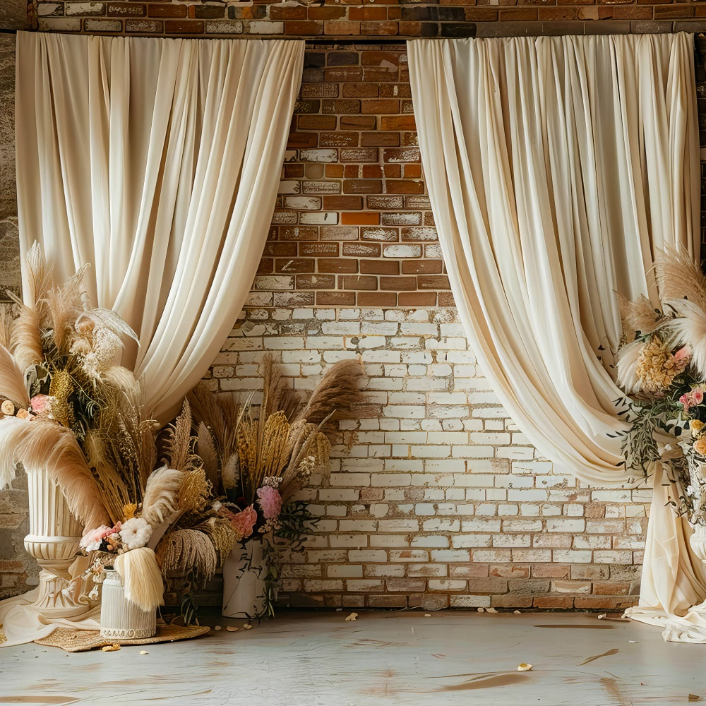 Boho Backdrop Ideen Erdig Schlafzimmer Getrocknete Blumen Hintergrund GQ2-36