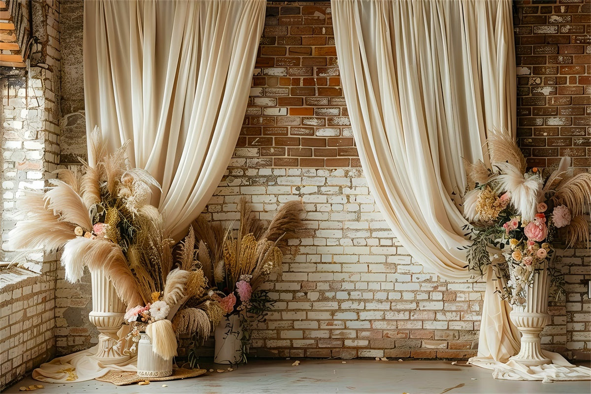 Boho Backdrop Ideen Erdig Schlafzimmer Getrocknete Blumen Hintergrund GQ2-36