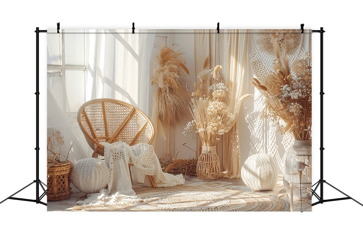 Boho-Hintergrund Pampas Floral Chic Eckhintergrund GQ2-37