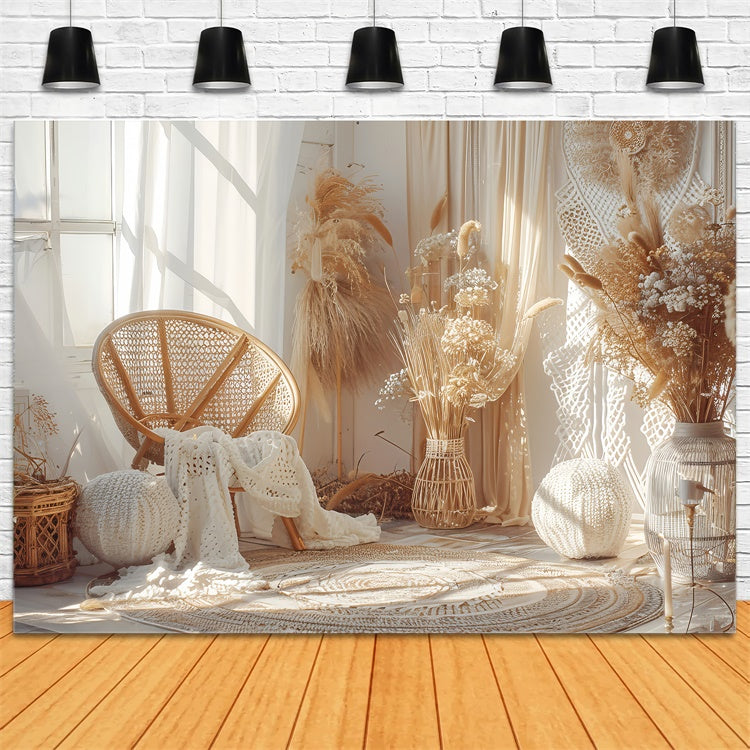 Boho-Hintergrund Pampas Floral Chic Eckhintergrund GQ2-37