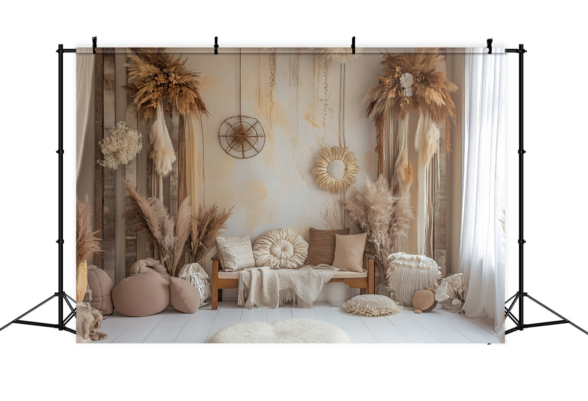 Boho-Hintergrund-Ideen Weicher neutraler Boho-Hintergrund GQ2-39