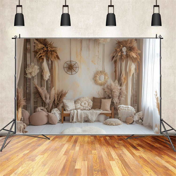Boho-Hintergrund-Ideen Weicher neutraler Boho-Hintergrund GQ2-39