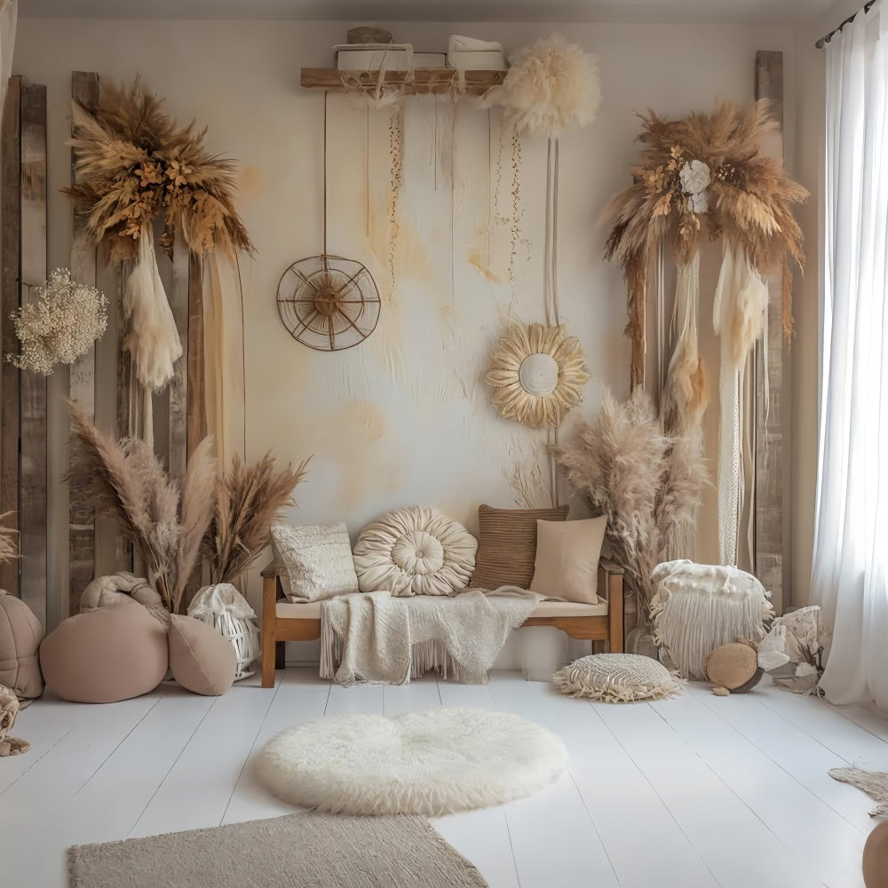 Boho-Hintergrund-Ideen Weicher neutraler Boho-Hintergrund GQ2-39