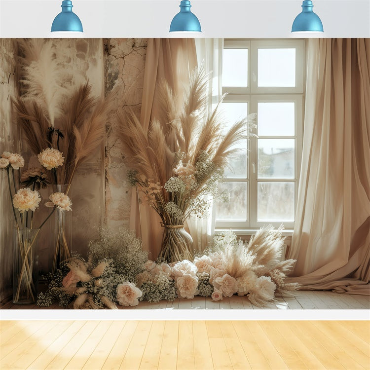 Boho Backdrops Verträumte blumenbeladene Fensterhintergrund GQ2-40