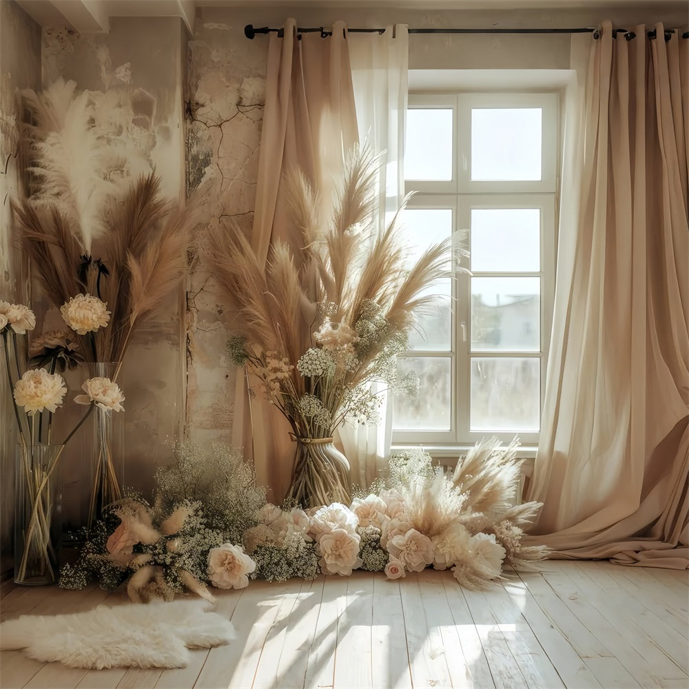 Boho Backdrops Verträumte blumenbeladene Fensterhintergrund GQ2-40