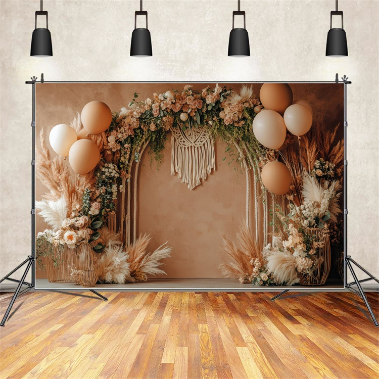 Boho Bogen Backdrop Rose Pampas Ballon Fotografie Hintergrund GQ2-47