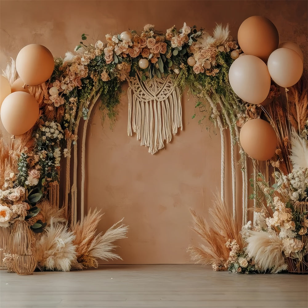Boho Bogen Backdrop Rose Pampas Ballon Fotografie Hintergrund GQ2-47