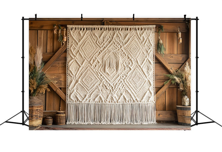 Boho Backdrop Makramee Wand Chic Fransen Hintergrund GQ2-49