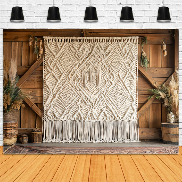 Boho Backdrop Makramee Wand Chic Fransen Hintergrund GQ2-49