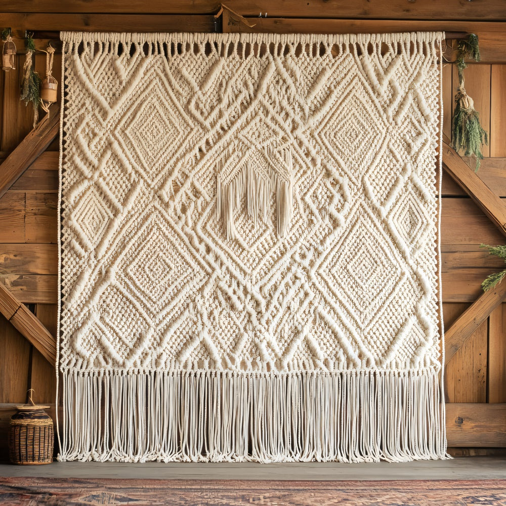 Boho Backdrop Makramee Wand Chic Fransen Hintergrund GQ2-49