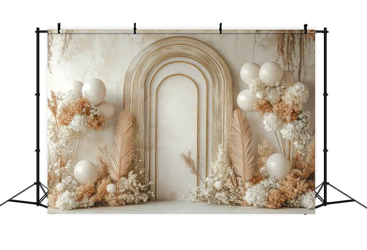 Boho Arch Backdrop Ballon Getrocknete Blumen Hintergrund GQ2-56