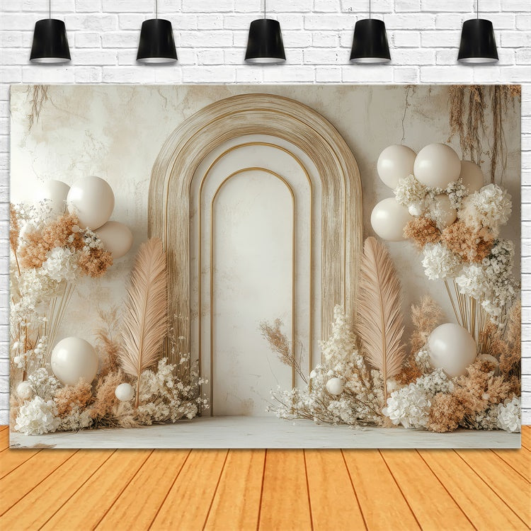 Boho Arch Backdrop Ballon Getrocknete Blumen Hintergrund GQ2-56