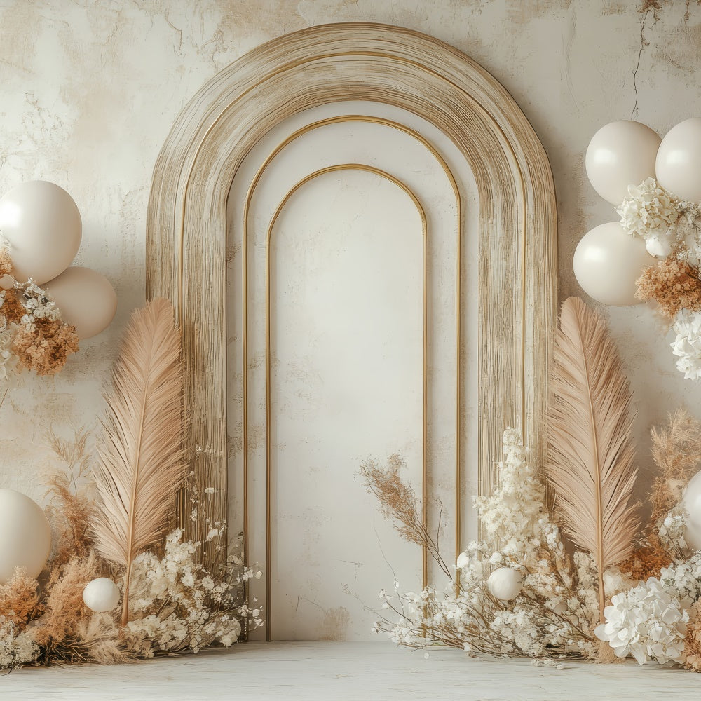 Boho Arch Backdrop Ballon Getrocknete Blumen Hintergrund GQ2-56