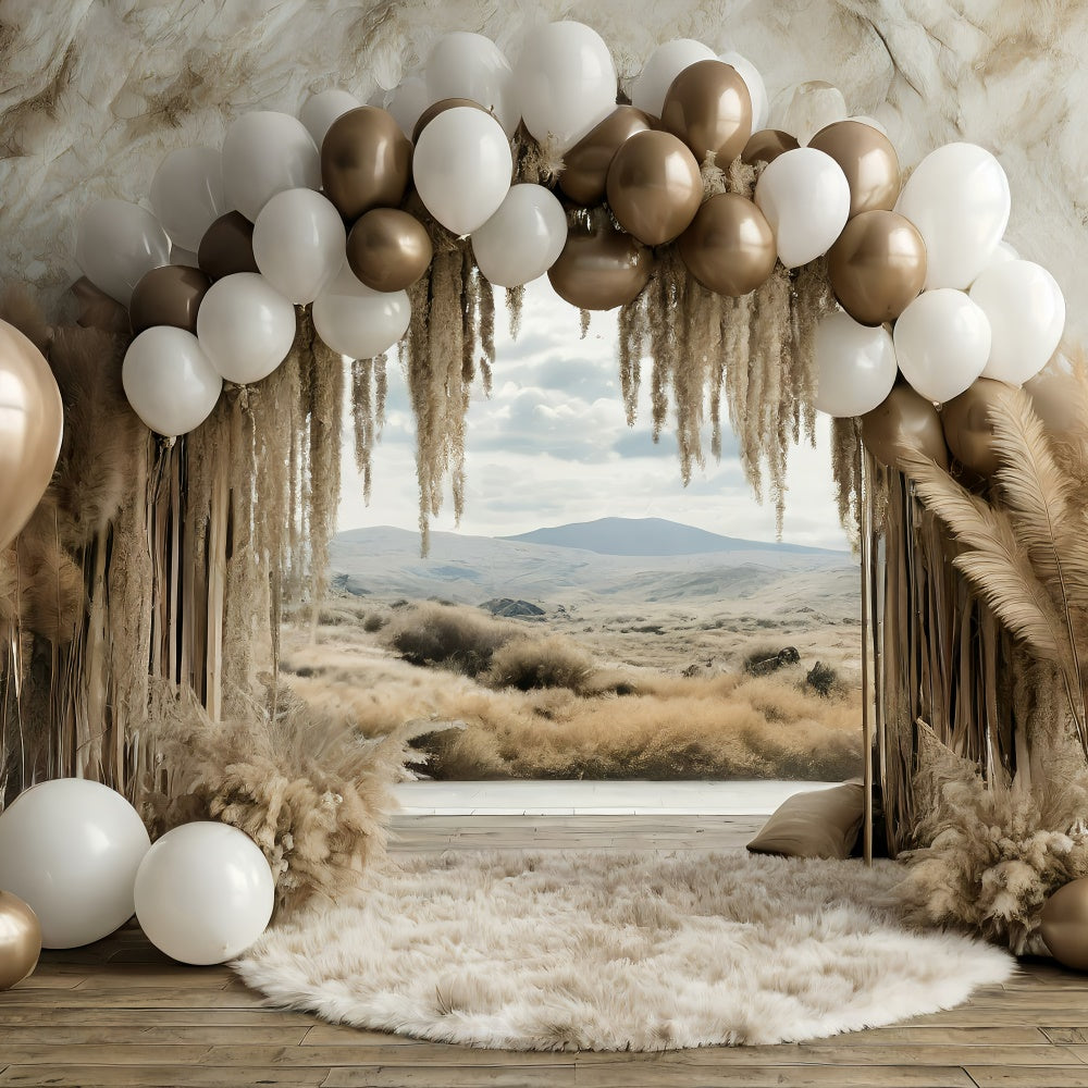 Boho Bogen Backdrop Ballon Pampasgras Backdrop GQ2-58