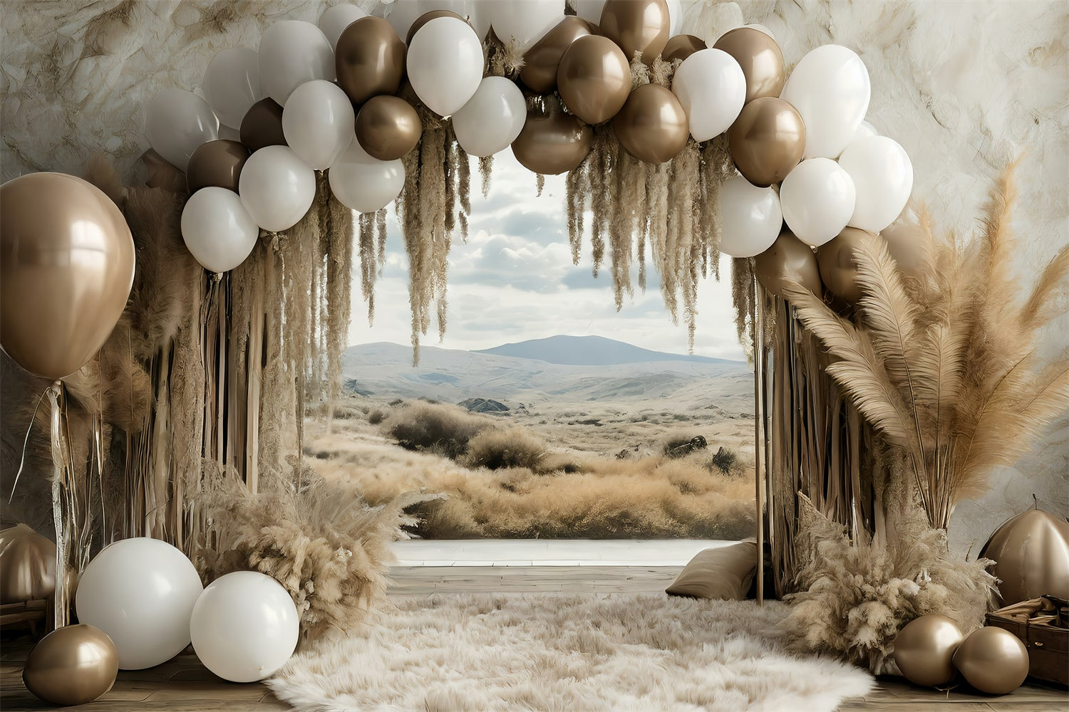 Boho Bogen Backdrop Ballon Pampasgras Backdrop GQ2-58
