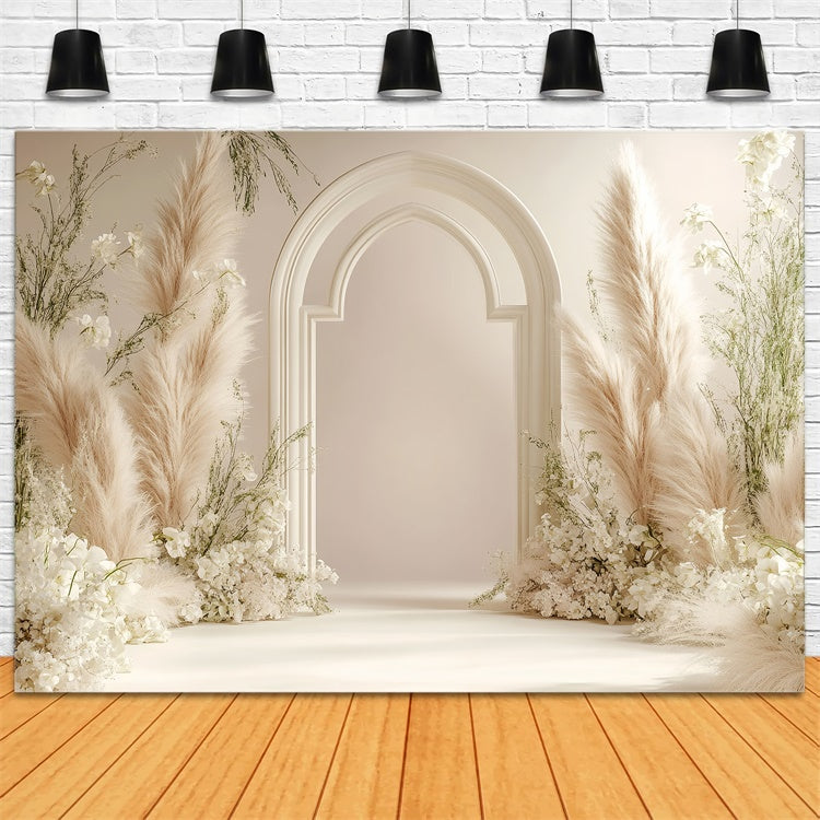 Boho Backdrop Blumen Pampasgras Bogen Hintergrund GQ2-60