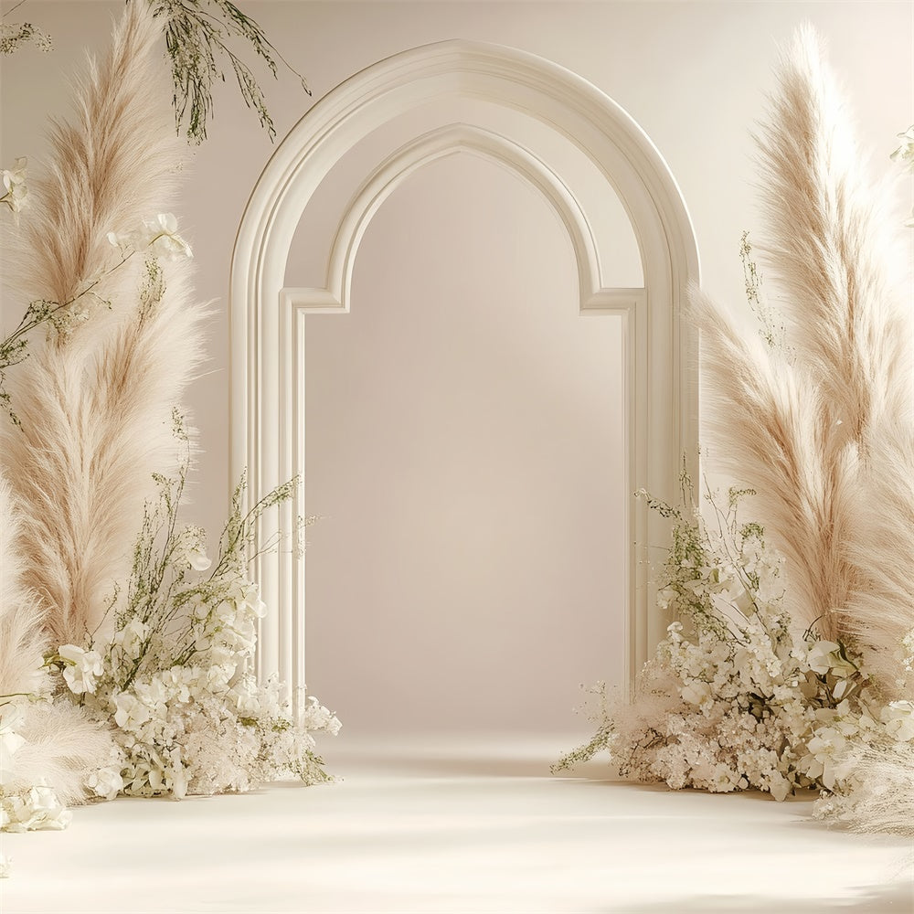 Boho Backdrop Blumen Pampasgras Bogen Hintergrund GQ2-60