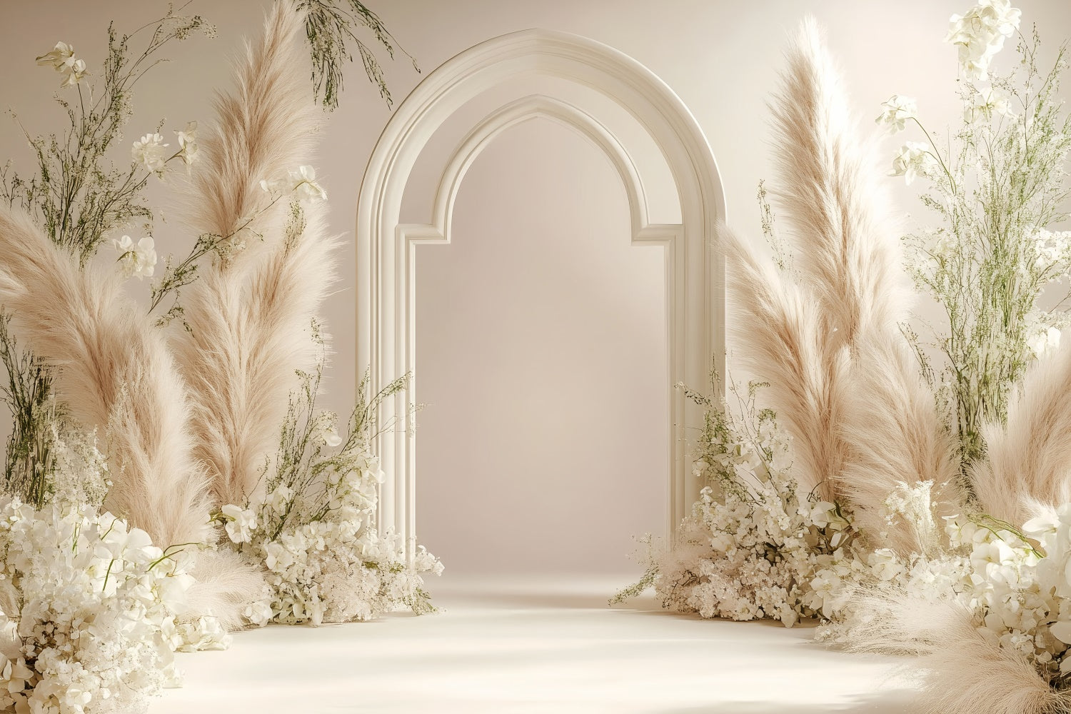 Boho Backdrop Blumen Pampasgras Bogen Hintergrund GQ2-60