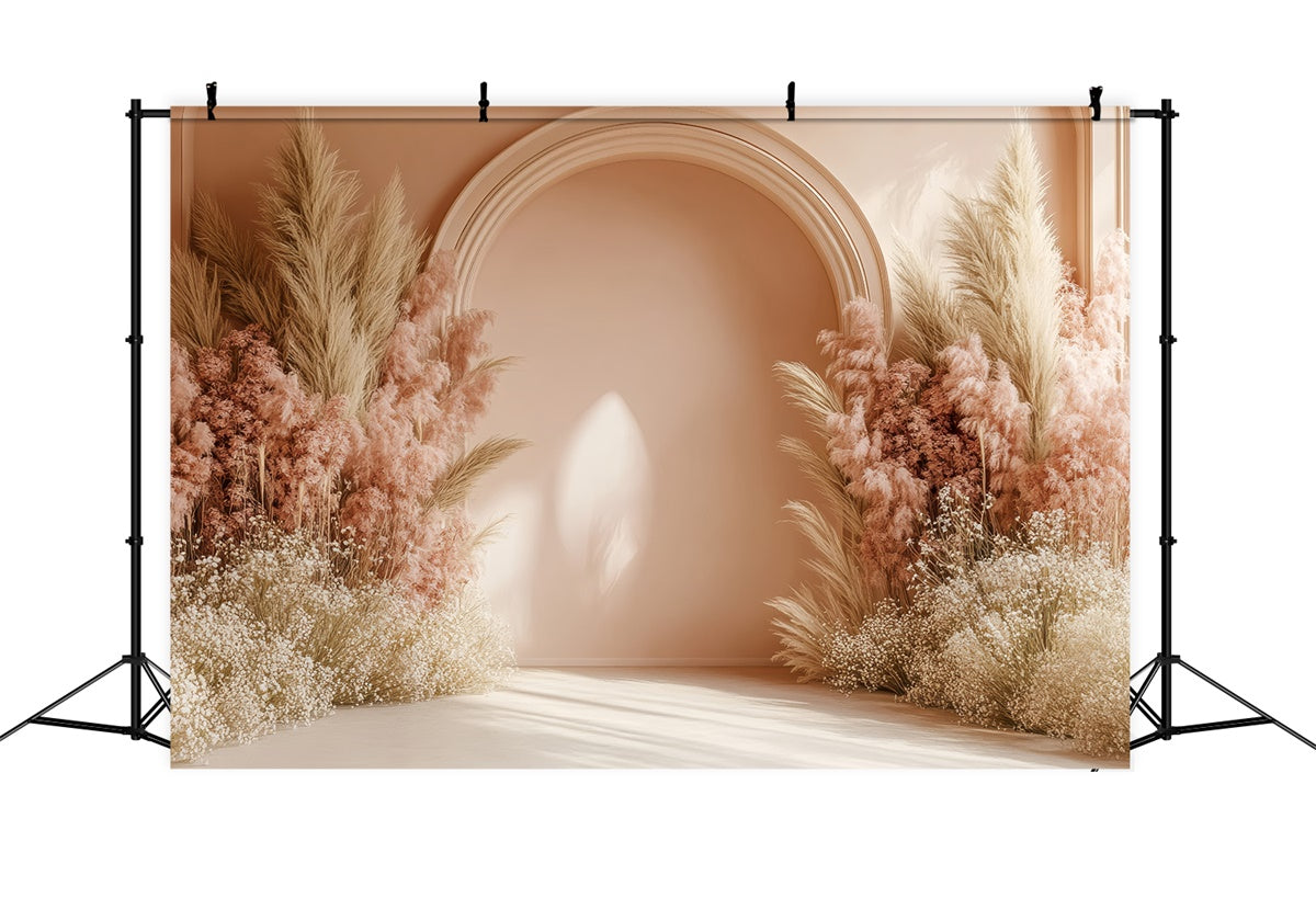 Boho Hochzeit Backdrop Blumen Pampas Bogen Fotografie Hintergrund GQ2-62