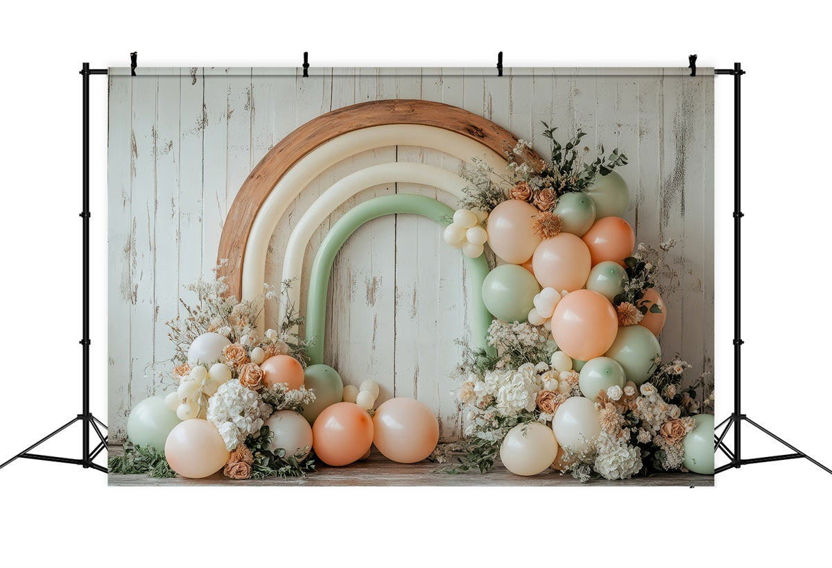 Boho Bogen Hintergrund Kulisse Ballon Blumen Fotografie Hintergrund GQ2-64