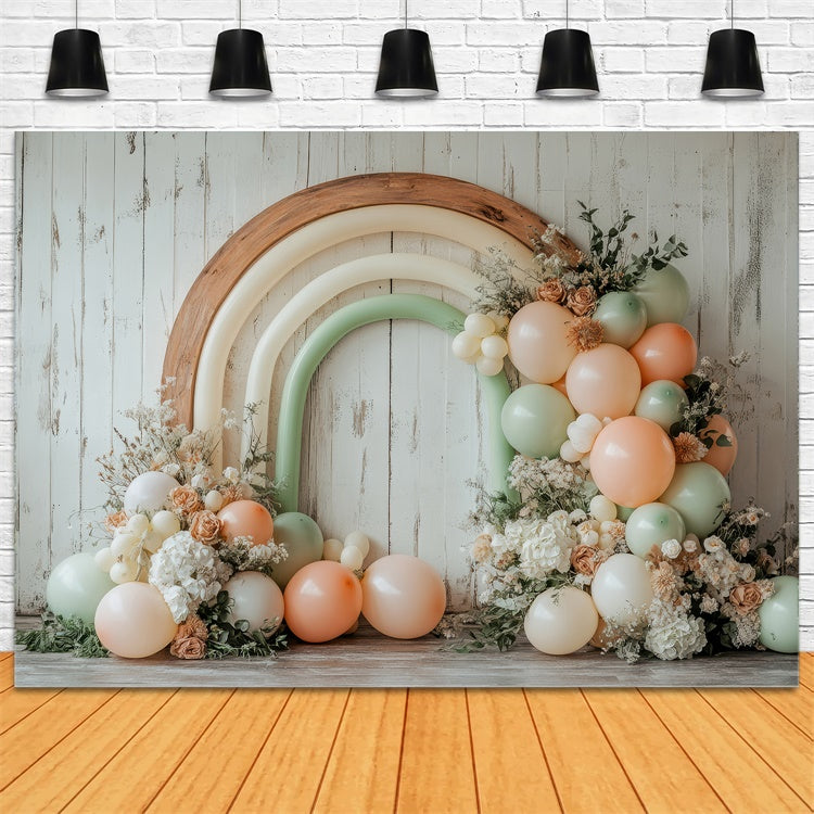 Boho Bogen Hintergrund Kulisse Ballon Blumen Fotografie Hintergrund GQ2-64