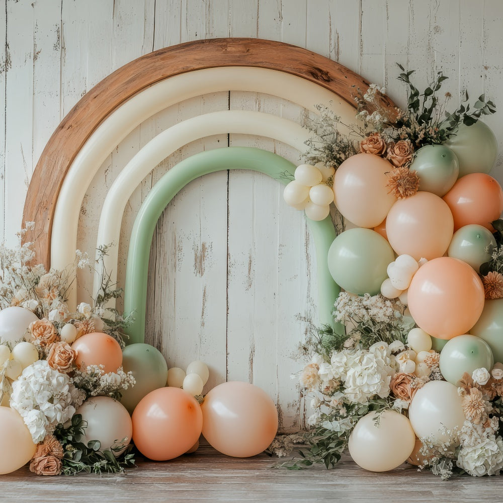 Boho Bogen Hintergrund Kulisse Ballon Blumen Fotografie Hintergrund GQ2-64