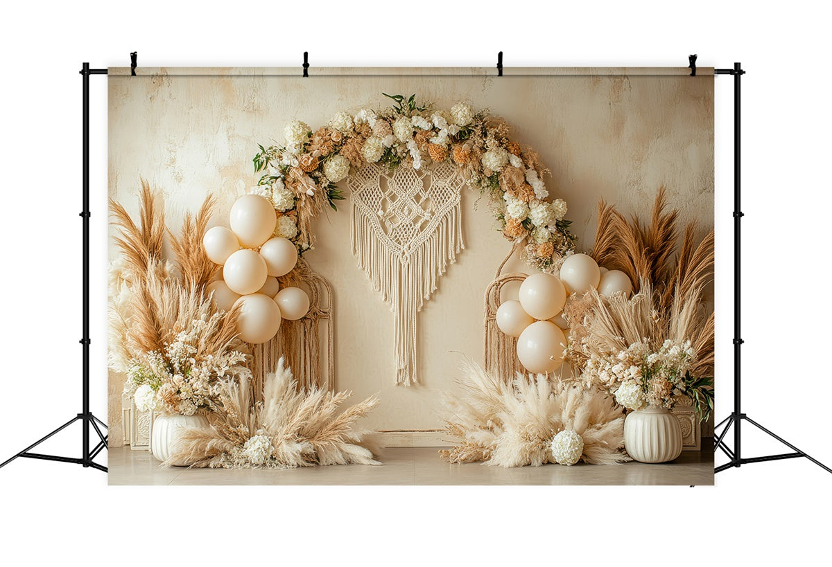 Boho Hochzeit Backdrop Makramee Blumen Ballon Fotografie Hintergrund GQ2-66