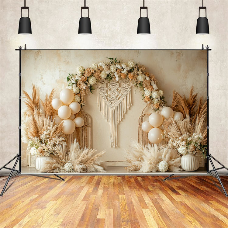 Boho Hochzeit Backdrop Makramee Blumen Ballon Fotografie Hintergrund GQ2-66