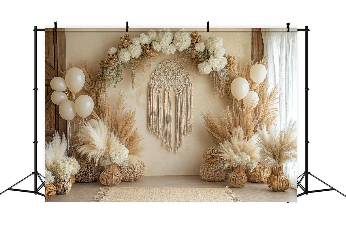Bohème Hintergrund Floral Dekor Makramee Fotografie Hintergrund GQ2-67