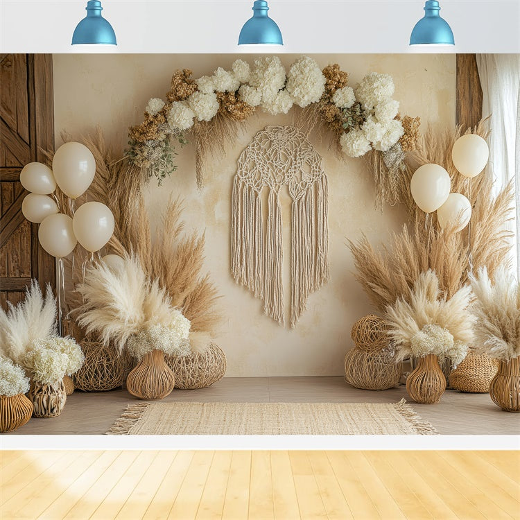 Bohème Hintergrund Floral Dekor Makramee Fotografie Hintergrund GQ2-67