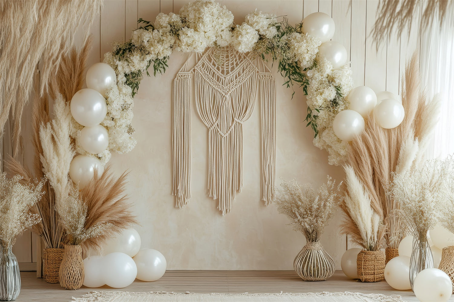 Boho Bogen Kulisse Floral Makramee Ballon Kulisse GQ2-68