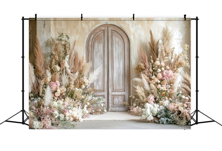 Boho Fotokulisse Blumenarrangement Tür Hintergrund GQ2-69