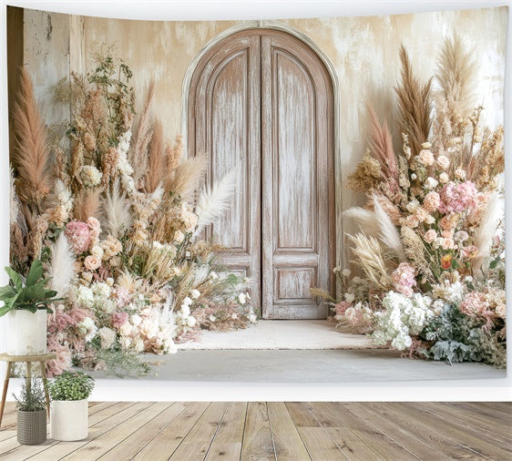 Boho Fotokulisse Blumenarrangement Tür Hintergrund GQ2-69