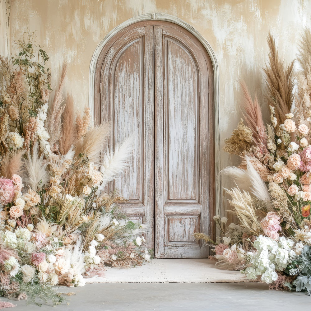 Boho Fotokulisse Blumenarrangement Tür Hintergrund GQ2-69