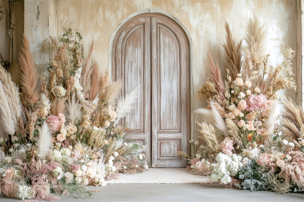 Boho Fotokulisse Blumenarrangement Tür Hintergrund GQ2-69