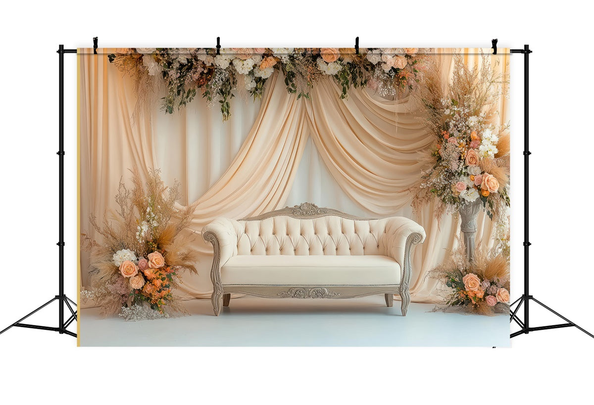 Boho Fotokulisse Sofa Zartes Blumenarrangement Fotokulisse GQ2-72